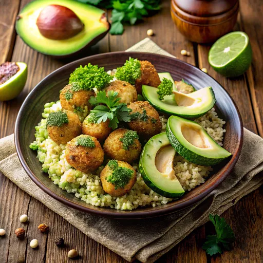 Луково-чесночный салат с авокадо и квиноа